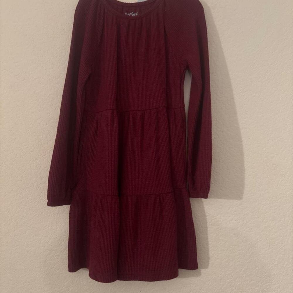 Burgundy long sleeve dress with
